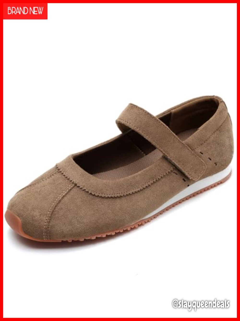 Womens Mary Jane Sneakers Faux Suede Ballet Flats Slip On Walking Shoes